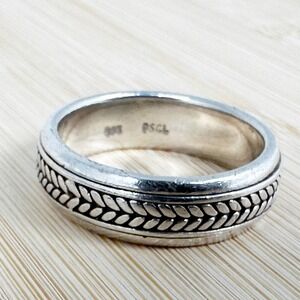 Men's Sterling Silver 925 PSCL Peter Stone Spinner Ring Braided Celtic Size 10
